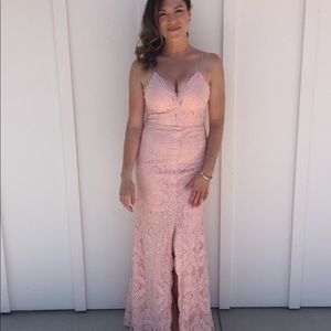 Bariano pink lace sweetheart cut dress